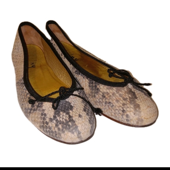 fs/ny Beige Black Snake Skin Ballet Flats 6 B - Picture 6 of 10